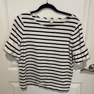 J Crew Striped Puffy Sleeve T Shirt